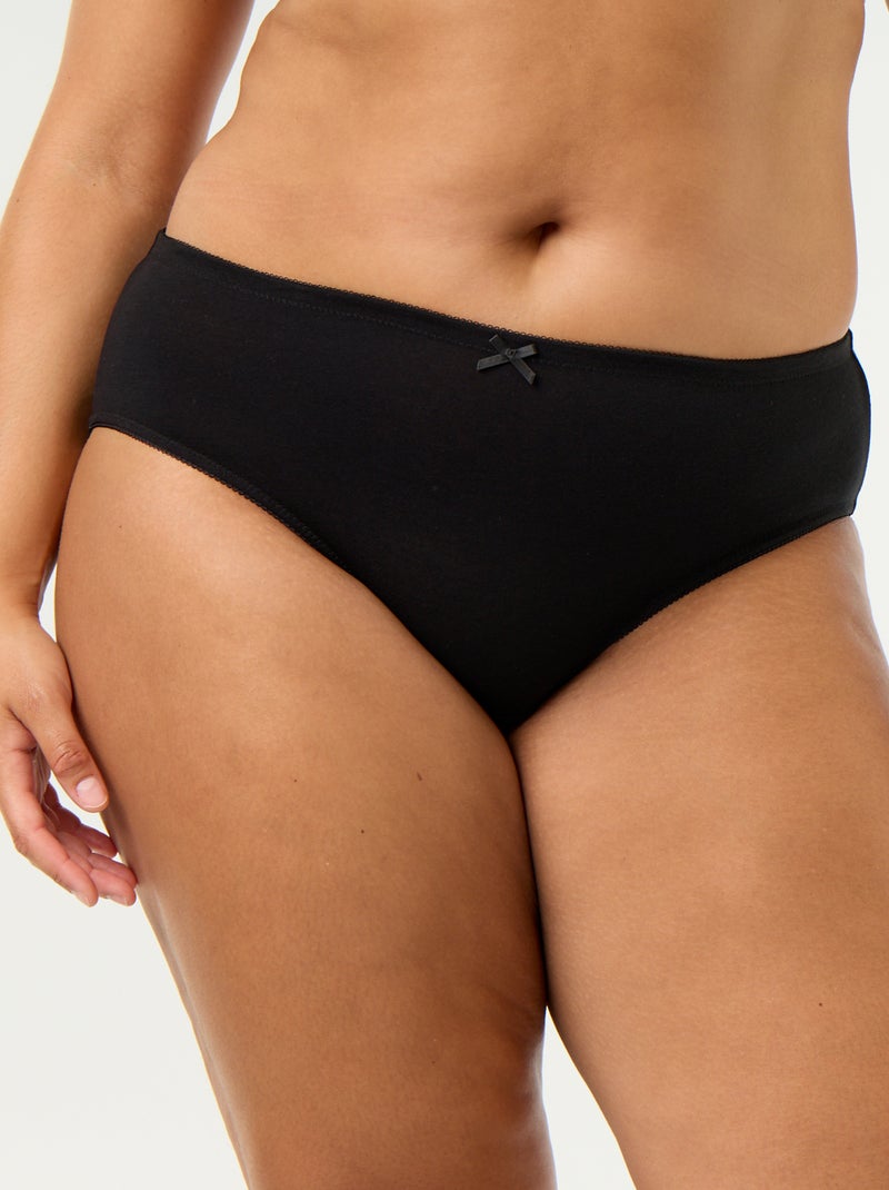 Lot de 3 culottes en coton stretch Noir - Kiabi