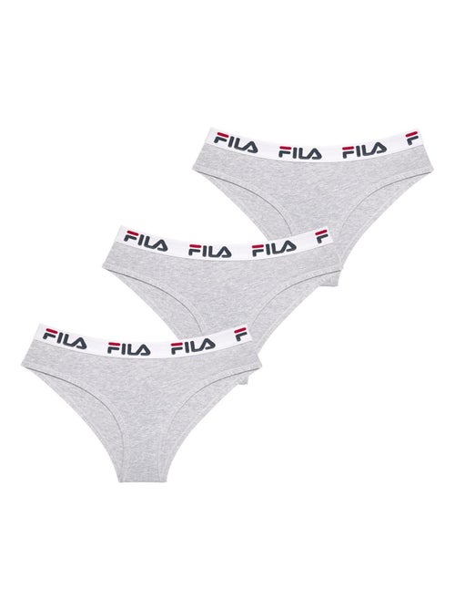 Lot de 3 culottes femme en coton  couleur grise fila - Kiabi