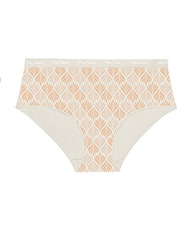 Lot de 3 culottes femme en coton uni imprimé ceinture fine 2cm pck49 pierre cardin