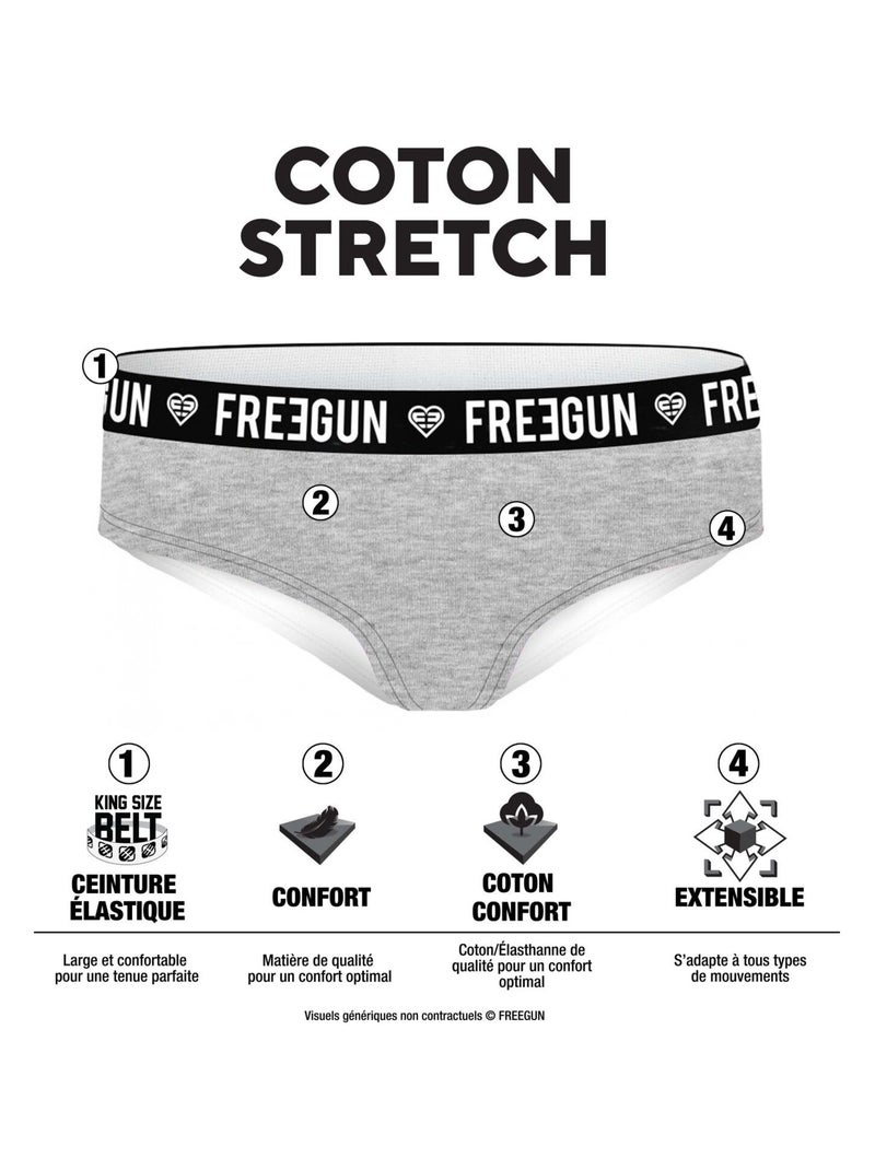 Lot de 3 culottes fille en coton ethnik freegun Noir - Kiabi