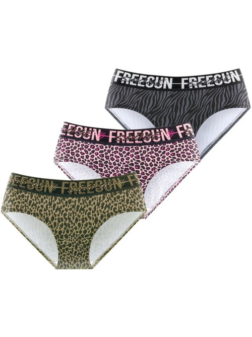 Lot de 3 culottes fille leopard freegun - Kiabi