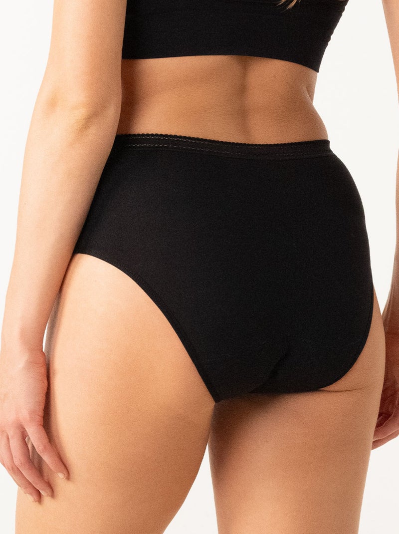 Lot de 3 culottes menstruelles taille haute femme athena Noir - Kiabi