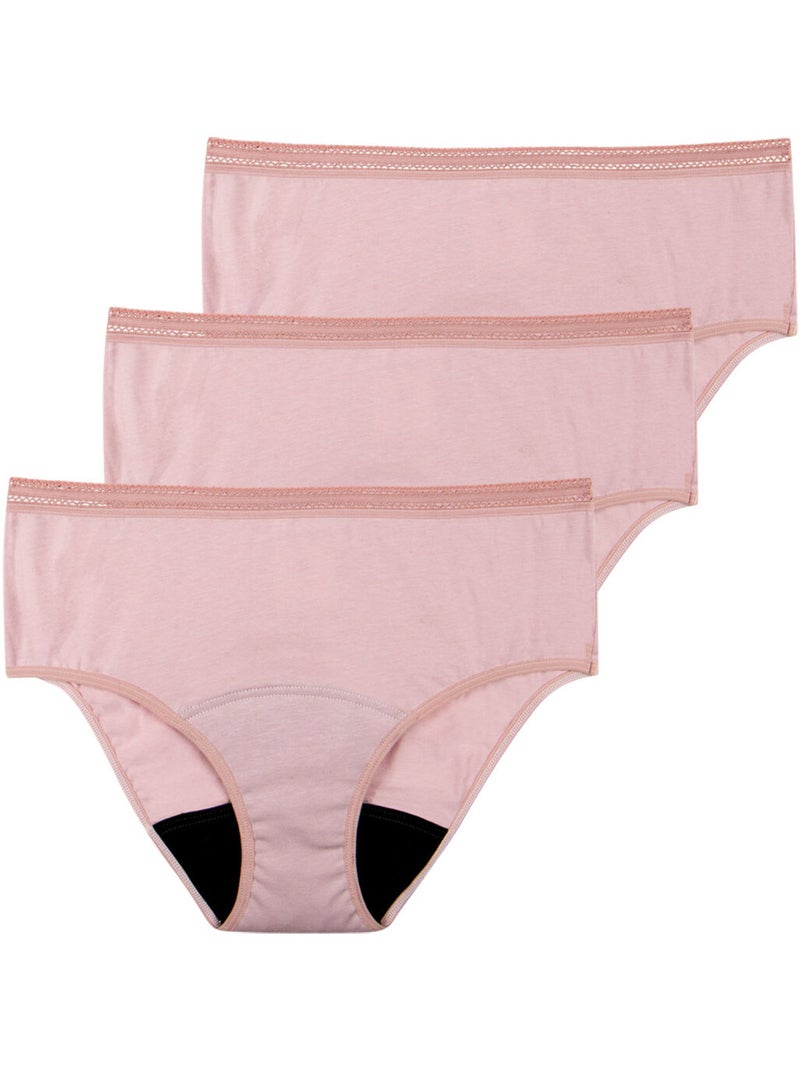 Lot de 3 culottes menstruelles taille haute femme athena Rose - Kiabi