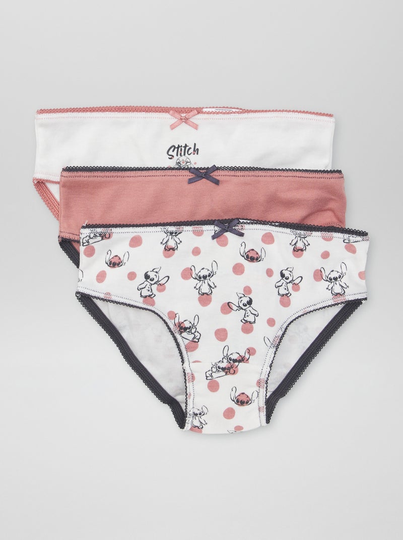 Lot de 3 culottes 'Stitch' Blanc/rose - Kiabi