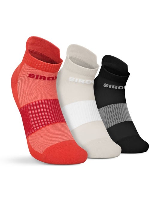 Lot de 3 de chaussettes basses de running fitness homme et femme helix brick - Kiabi