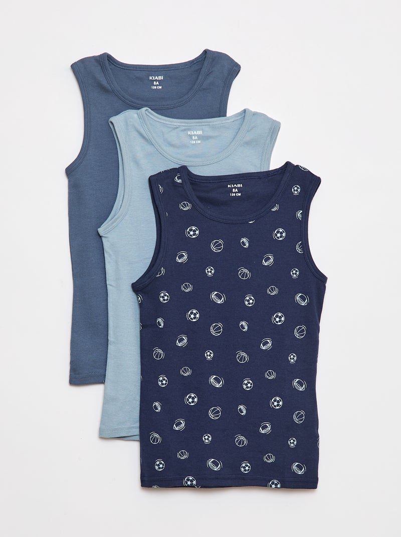 Lot de 3 débardeurs Bleu - Kiabi