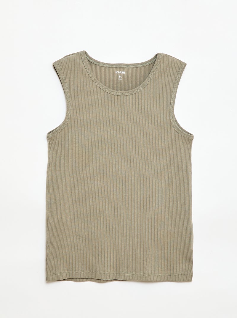 Lot de 3 débardeurs côtelés Vert - Kiabi