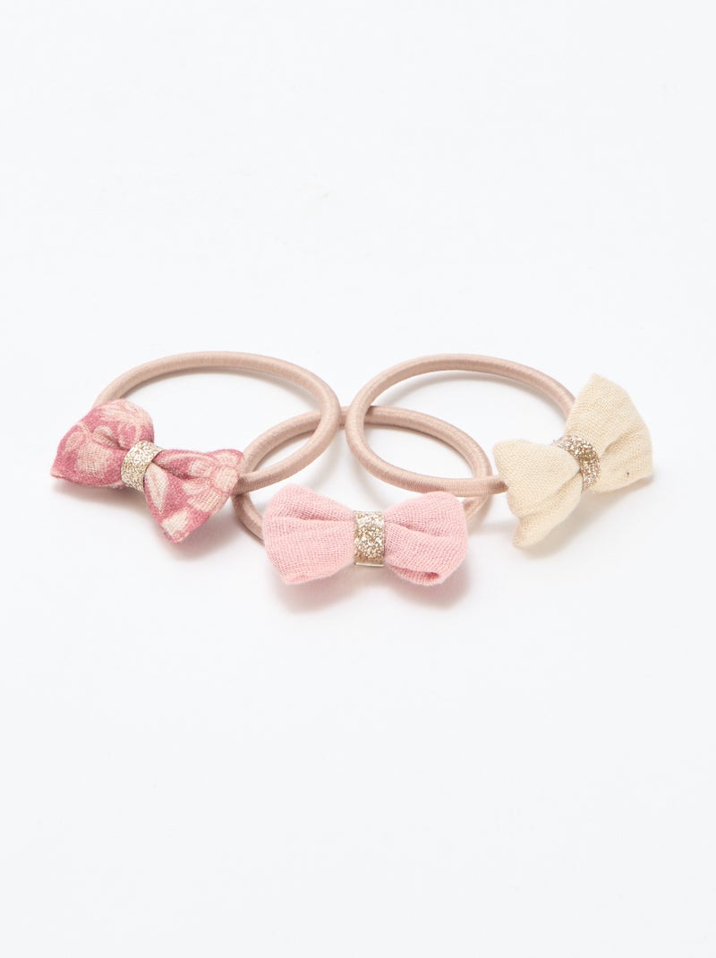 Lot de 3 élastiques avec nœuds fantaisies Rose - Kiabi
