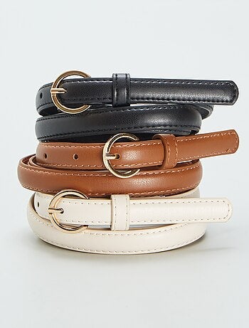 Lot de 3 fines ceintures unies