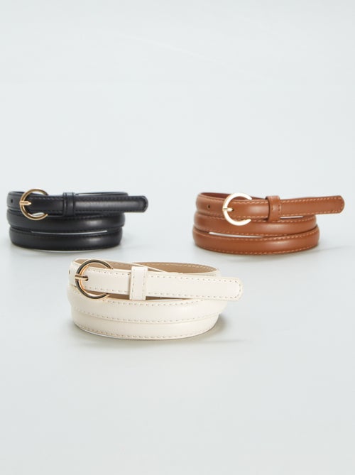 Lot de 3 fines ceintures unies - Kiabi