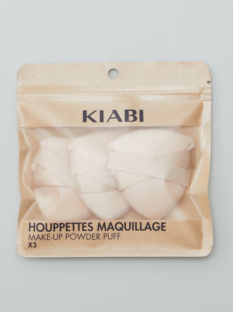 Lot de 3 houppettes pour poudre Blanc - Kiabi