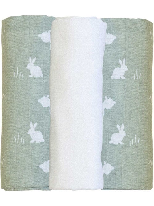 Lot de 3 langes bébé - motif lapin - Kiabi Lot de 3 langes bébé - motif lapin - Kiabi