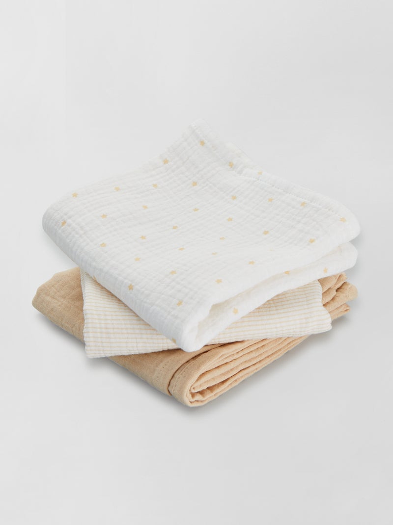 Lot de 3 langes Blanc/Beige - Kiabi