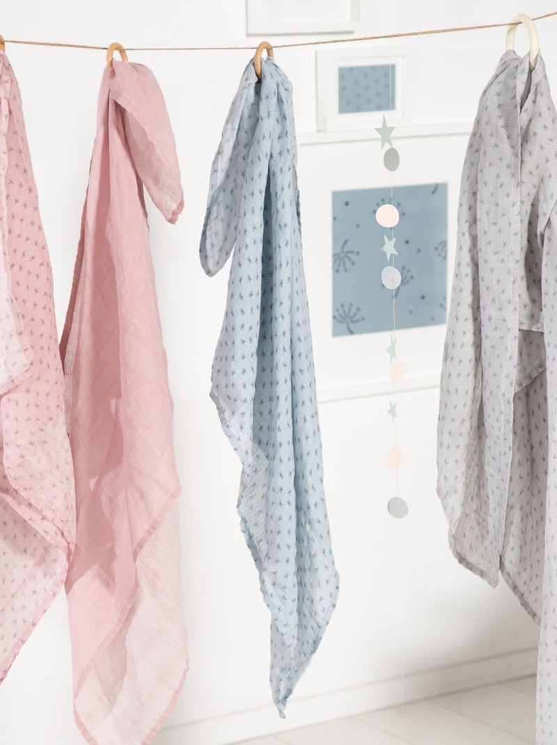 Lot de 3 langes en coton bio - ROBA 'Lil planet' Gris - Kiabi
