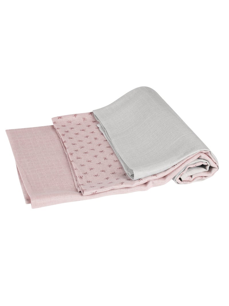 Lot de 3 langes en coton bio - ROBA 'Lil planet' Rose pastel - Kiabi