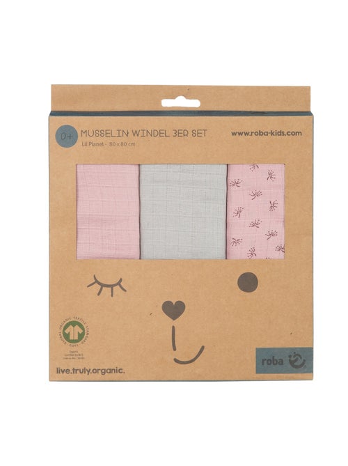 Lot de 3 langes en coton bio - ROBA 'Lil planet' - Kiabi