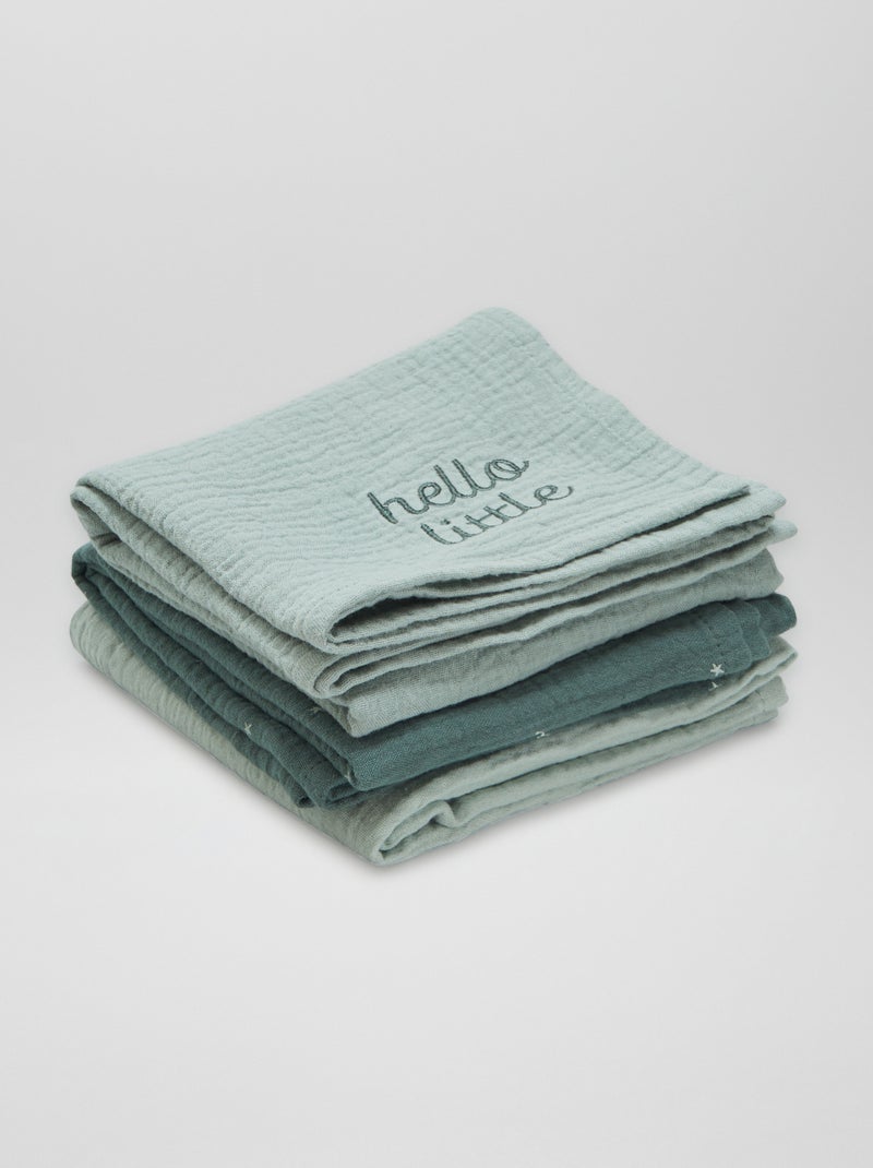 Lot de 3 langes en double gaze de coton Vert - Kiabi