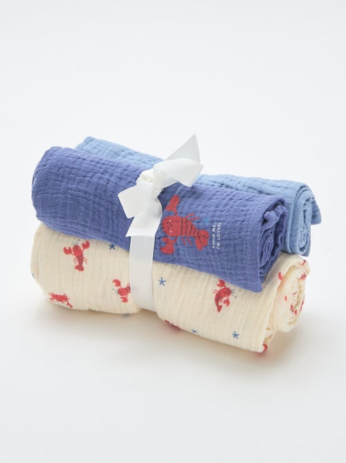 Lot de 3 langes en gaze de coton - Kiabi