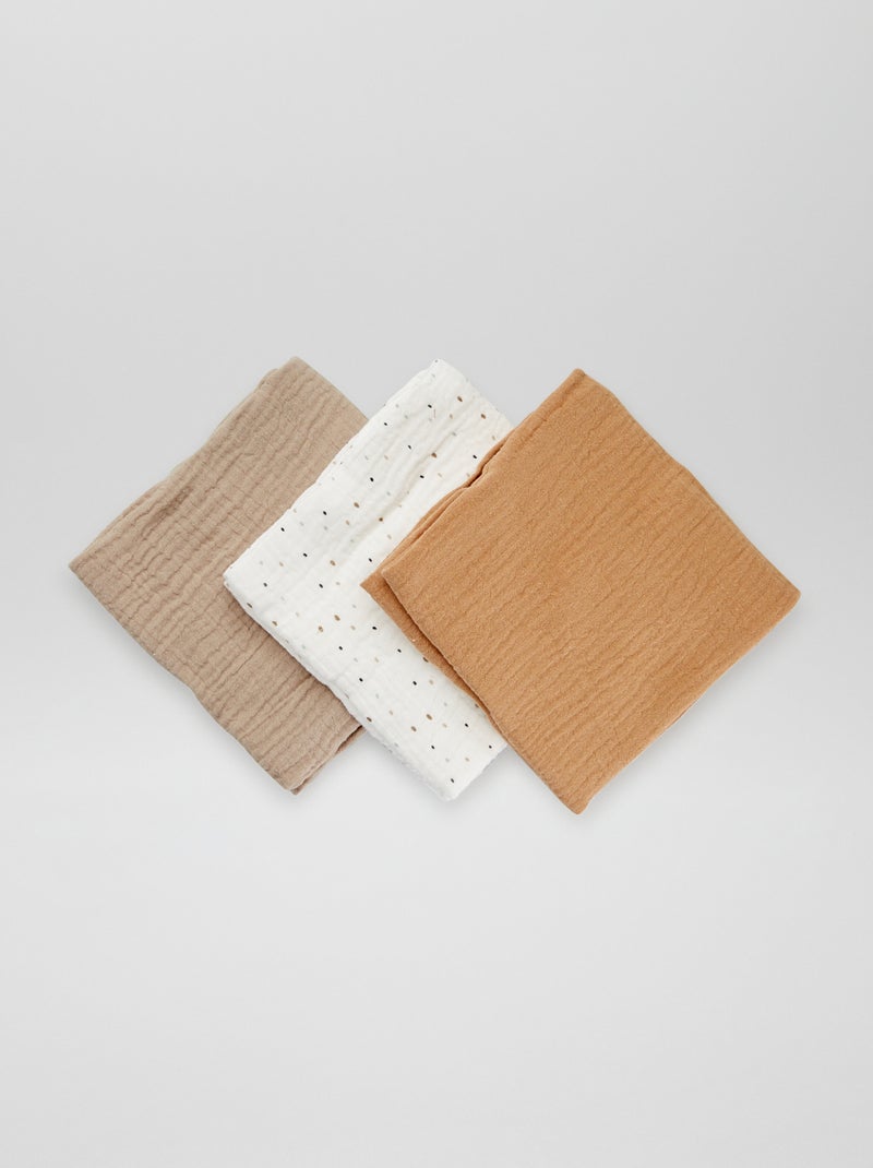 Lot de 3 langes en gaze de coton Blanc - Kiabi