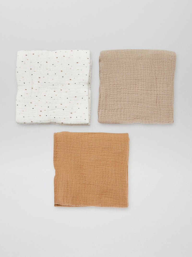 Lot de 3 langes en gaze de coton Blanc - Kiabi