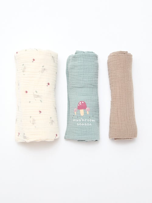Lot de 3 langes en gaze de coton - Kiabi