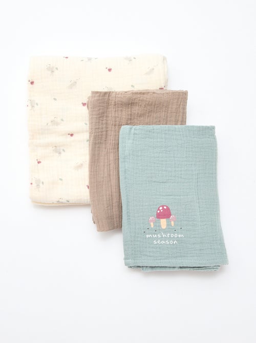 Lot de 3 langes en gaze de coton - Kiabi