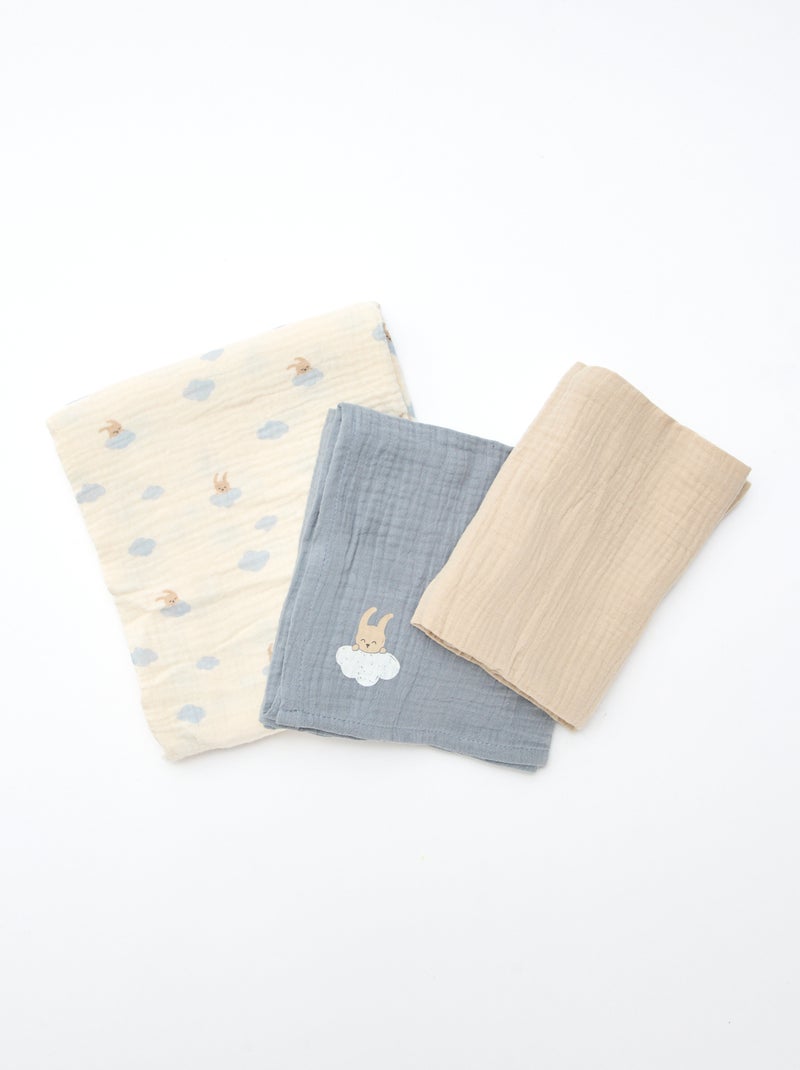 Lot de 3 langes en gaze de coton Blanc - Kiabi