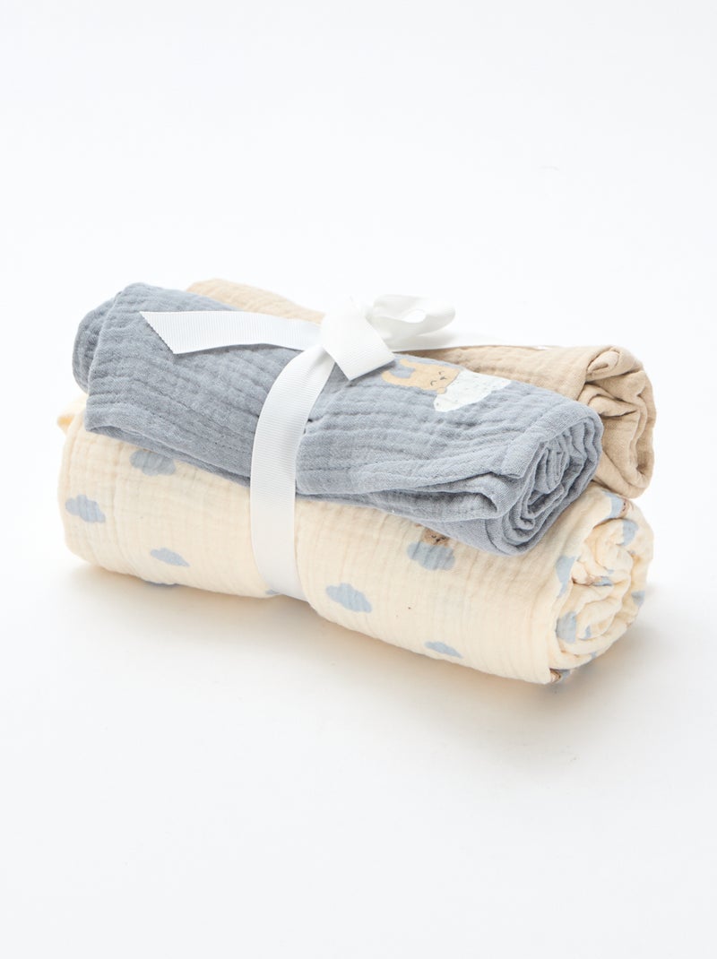 Lot de 3 langes en gaze de coton Blanc - Kiabi