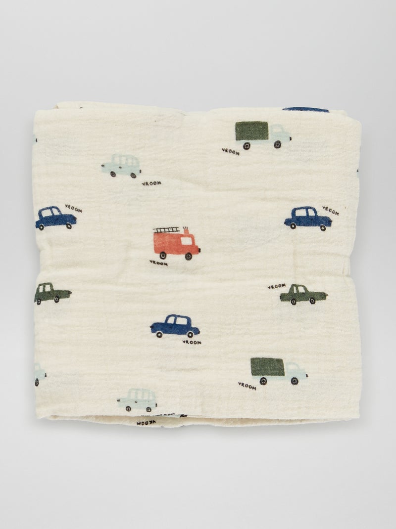 Lot de 3 langes en gaze de coton Bleu - Kiabi