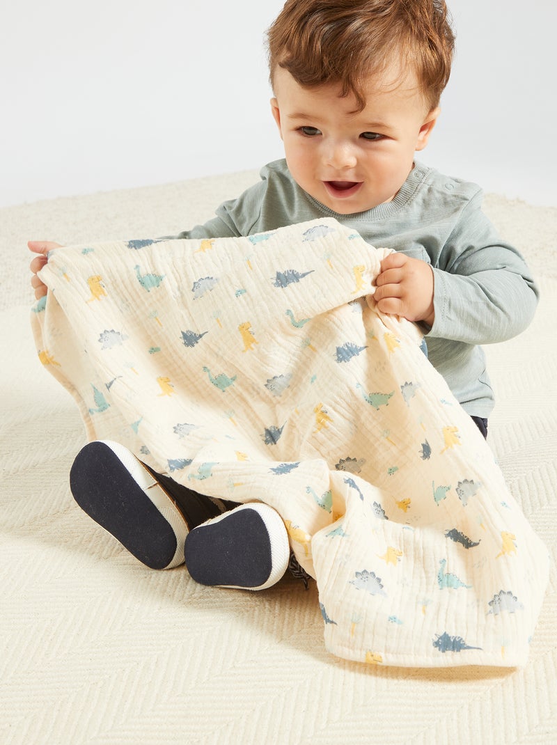 Lot de 3 langes en gaze de coton Bleu - Kiabi
