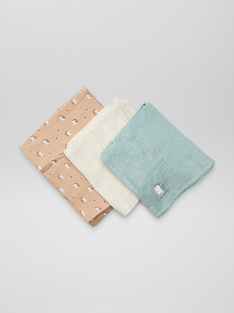 Lot de 3 langes imprimé Beige/marron/vert - Kiabi