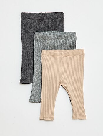 Lot de 3 leggings côtelés