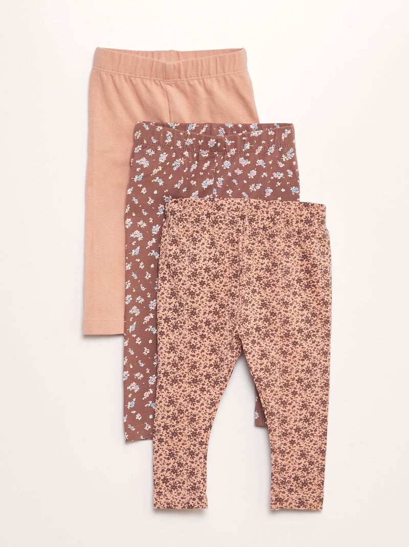 Lot de 3 leggings Marron/rose - Kiabi