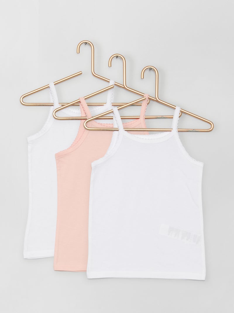 Lot de 3 maillots de corps blanc/rose - Kiabi