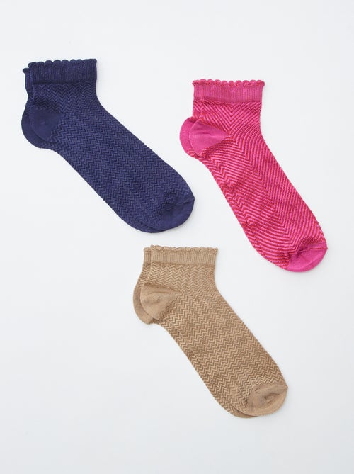 Lot de 3 mi-chaussettes effet brillant - Kiabi