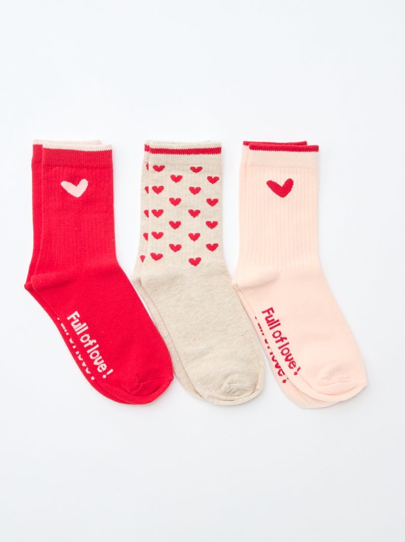Lot de 3 paires de chaussette Rouge - Kiabi