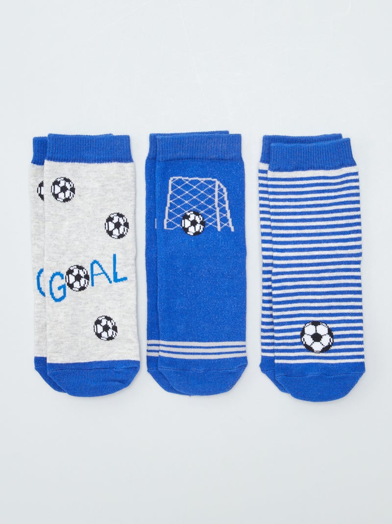 Lot de 3 paires de chaussettes antidérapantes Bleu - Kiabi