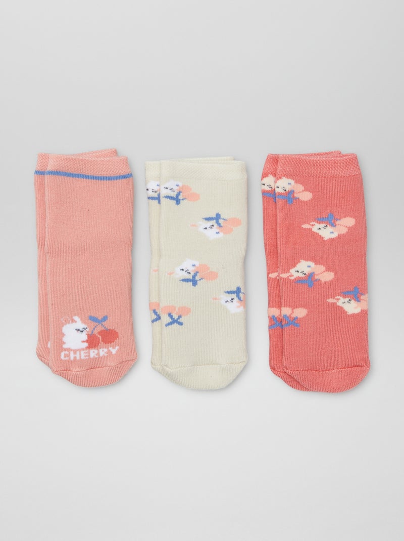 Lot de 3 paires de chaussettes antidérapantes Rose - Kiabi