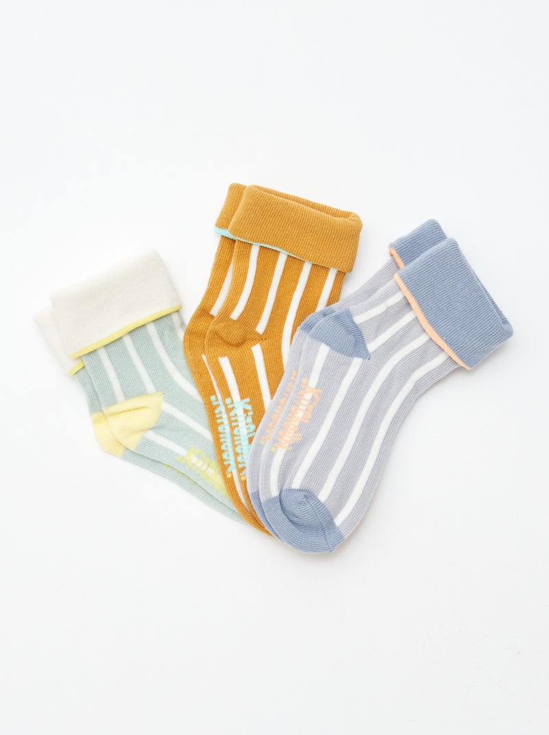 Lot de 3 paires de chaussettes avec revers - Kitchoun Jaune - Kiabi