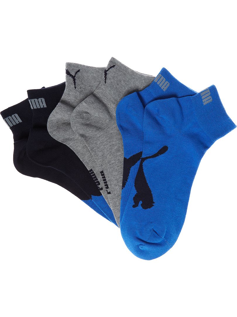 Lot de 3 paires de chaussettes basses 'Puma' bleu/gris - Kiabi
