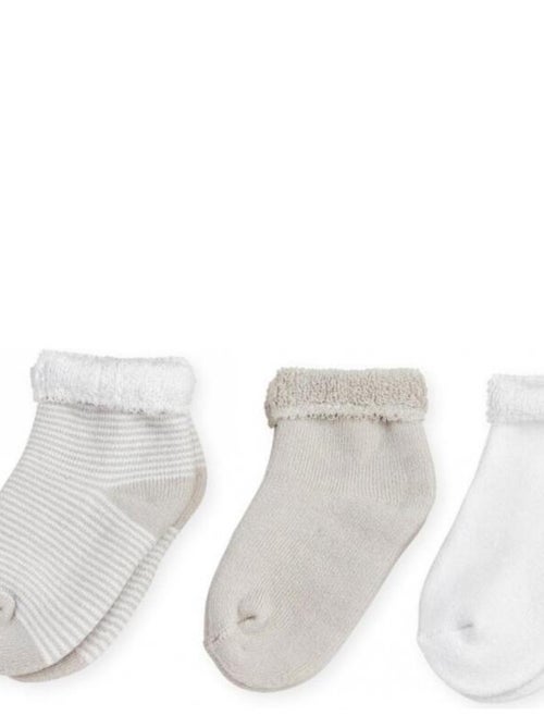 Lot De 3 Paires De Chaussettes Beige Et Blanc (0-3 Mois) - Kiabi