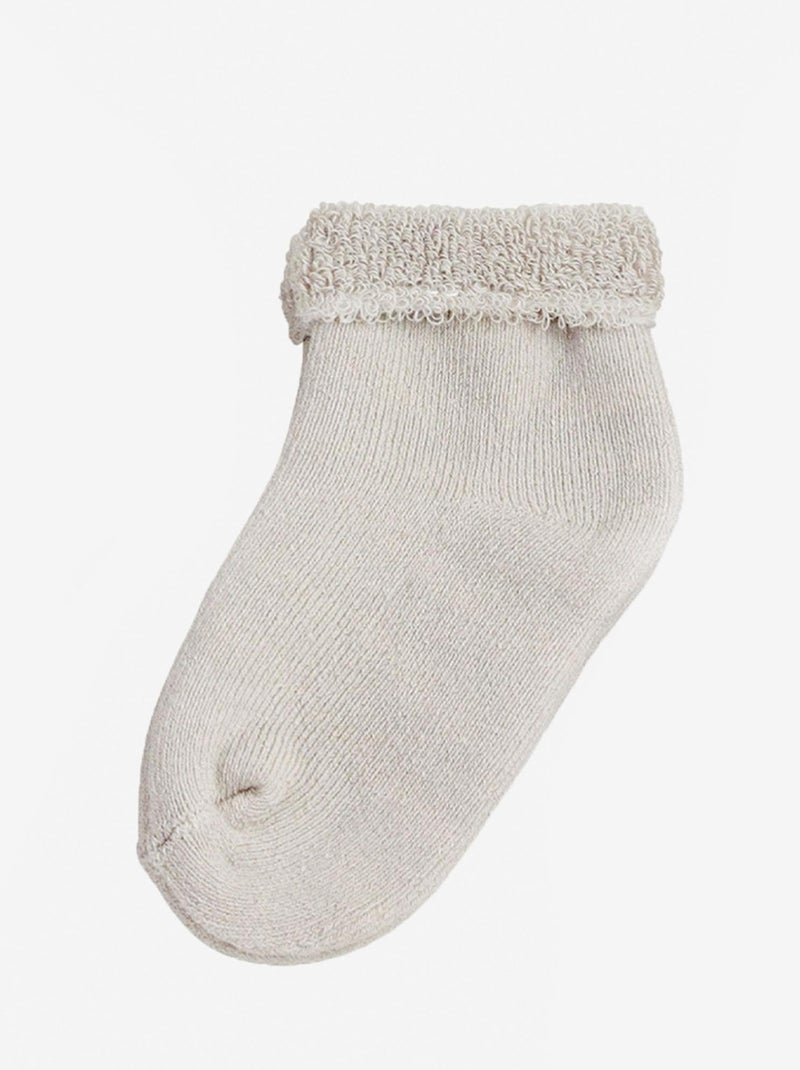 Lot De 3 Paires De Chaussettes Beige Et Blanc (0-3 Mois) Beige - Kiabi