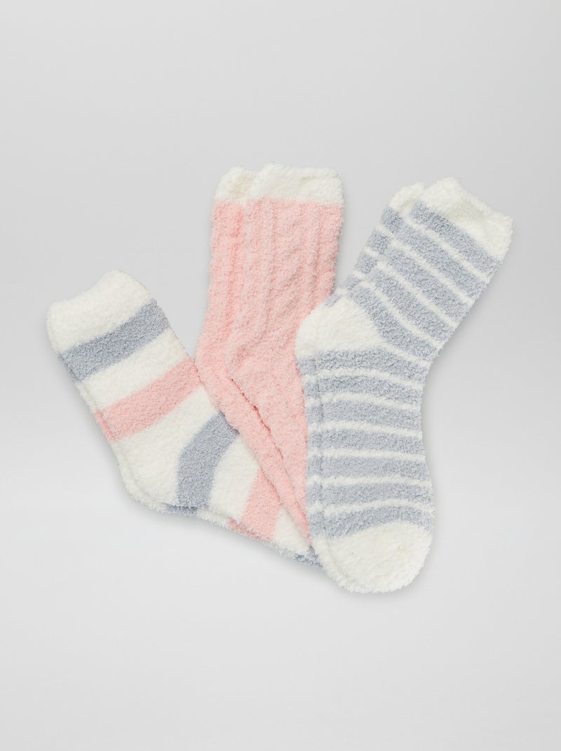 Lot de 3 paires de chaussettes Blanc/rose - Kiabi