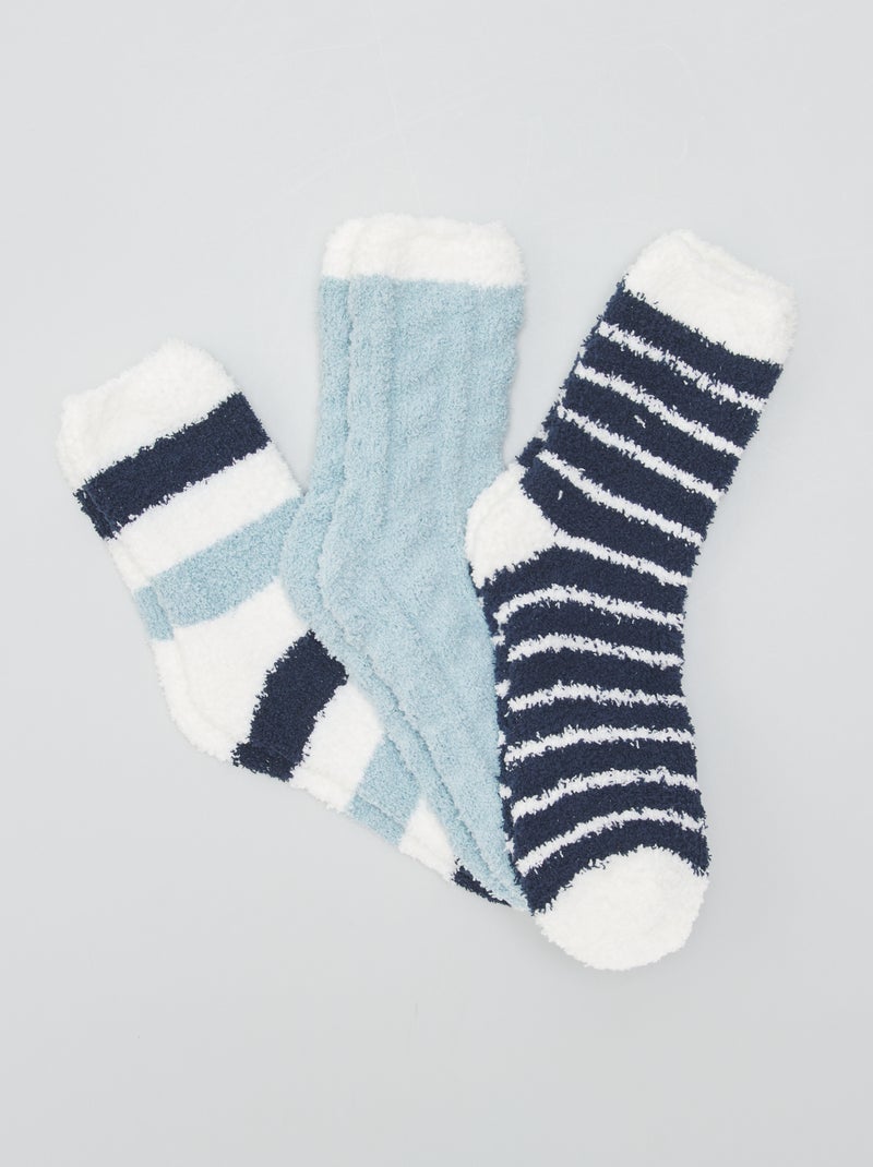 Lot de 3 paires de chaussettes Bleu/blanc - Kiabi