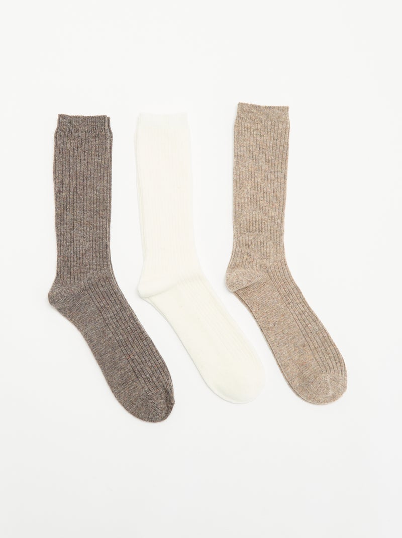 Lot de 3 paires de chaussettes chaudes Beige - Kiabi