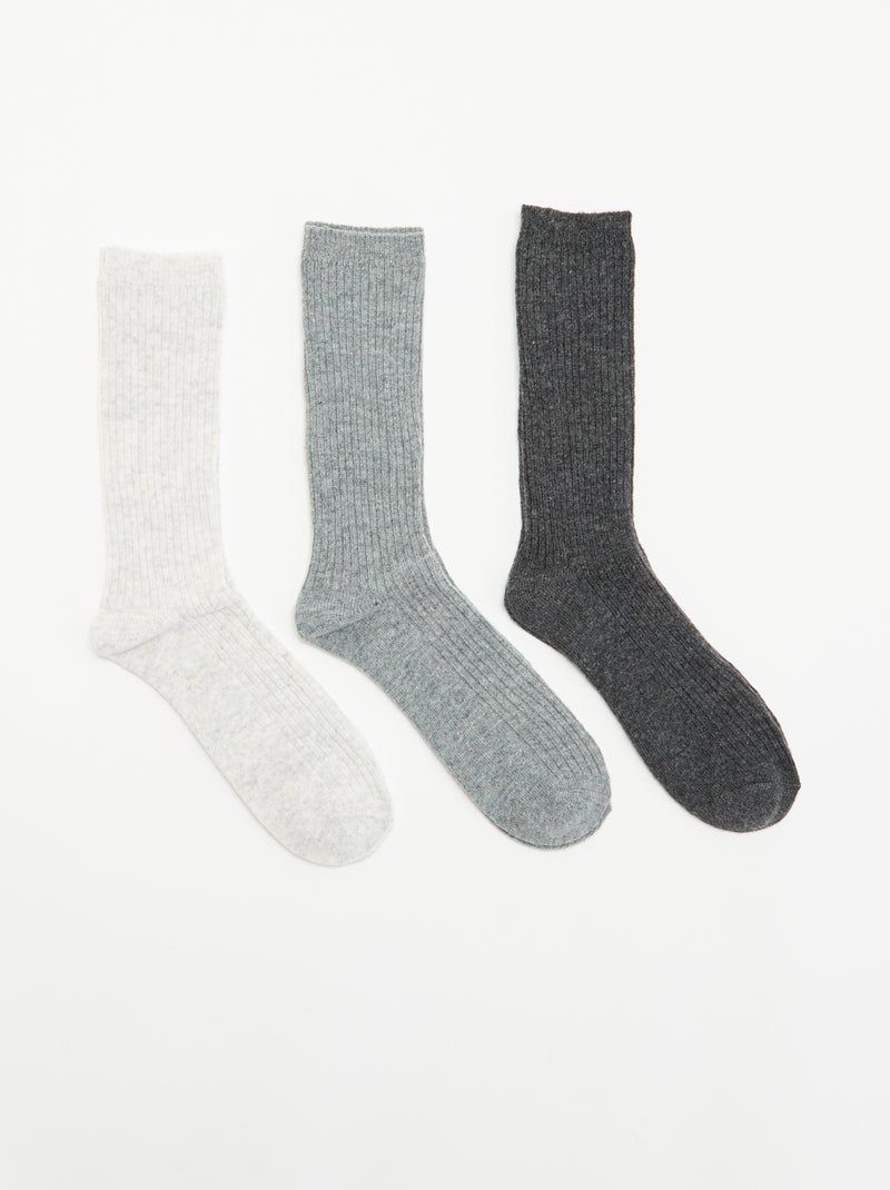 Lot de 3 paires de chaussettes chaudes Gris - Kiabi