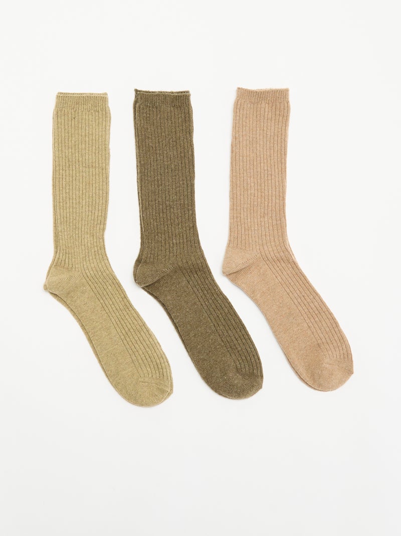 Lot de 3 paires de chaussettes chaudes Vert - Kiabi