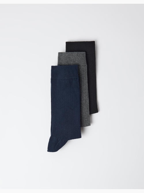 Lot de 3 paires de chaussettes côtelées, mo fashion - Kiabi