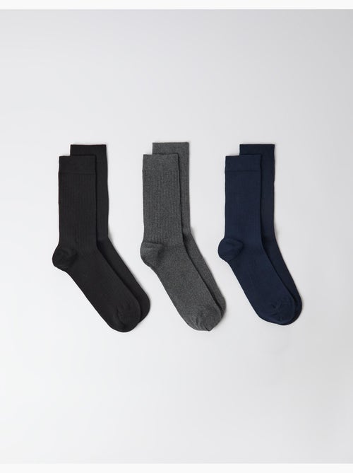 Lot de 3 paires de chaussettes côtelées, mo fashion - Kiabi