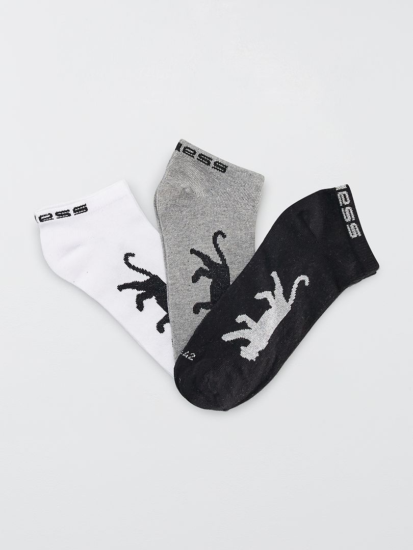 Lot de 3 paires de chaussettes courtes 'Airness' noir/blanc/gris - Kiabi